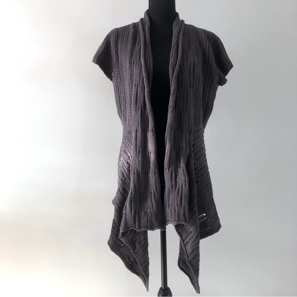 Women’s Pure Handknit Gray Waterfall knit cardigan size M